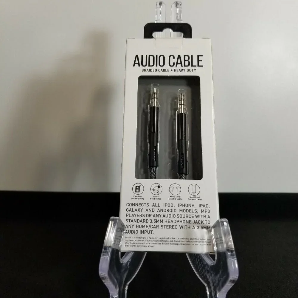Audio Cable - Braided Cable - Heavy Duty - 3 FT - 3.5 MM -NEW